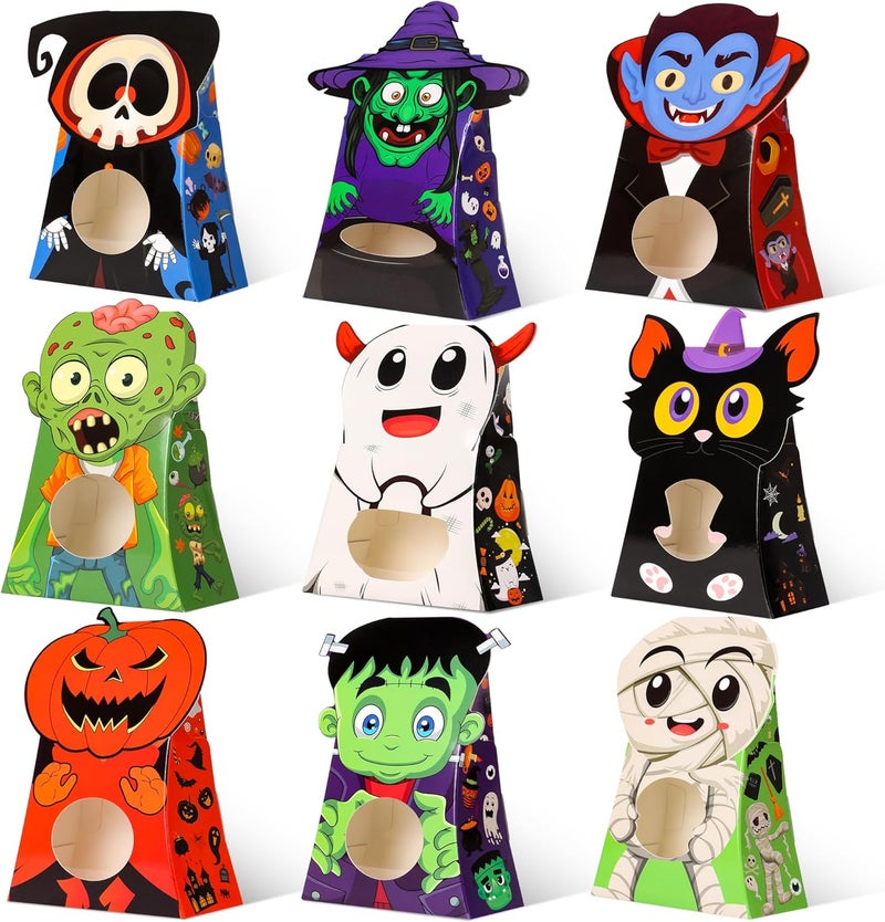 Giiffu 54-Pack Halloween Treat Boxes with Clear Window - 9 Designs Trick or Treat Candy Bags for Kids Party Favors Supplies, Classroom Exchange (6 x 4 x 2 Inches) - Image 1